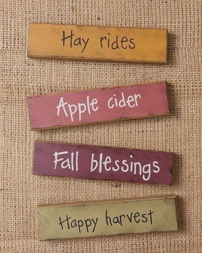NEW Primitive FALL FUN BLOCKS 4 PCS Shelf Sitters Rustic Autumn Rustic Harvest