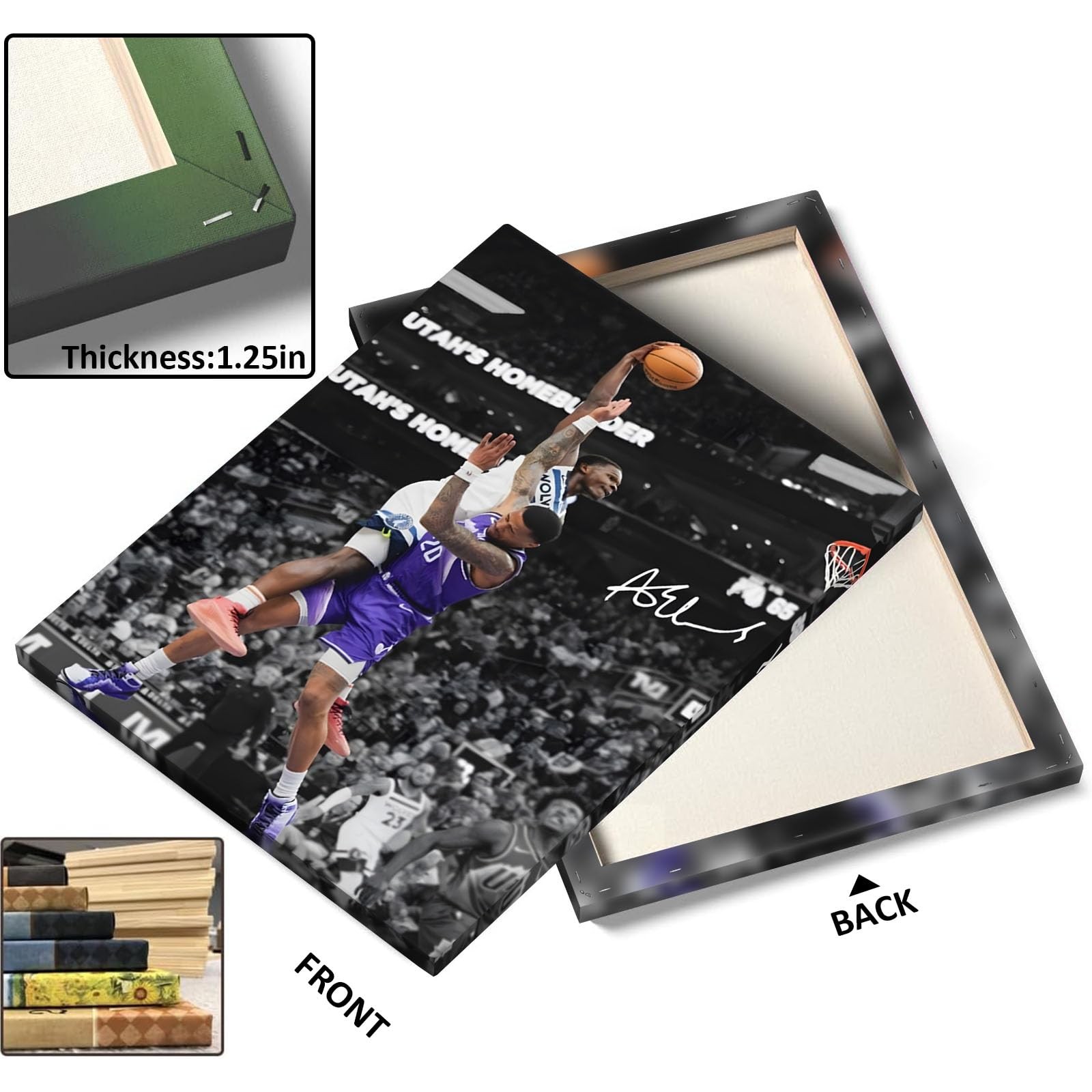 Basketball Canvas Wall Art, Exciting Anthony Edwards Dunk Print Poster for Be…