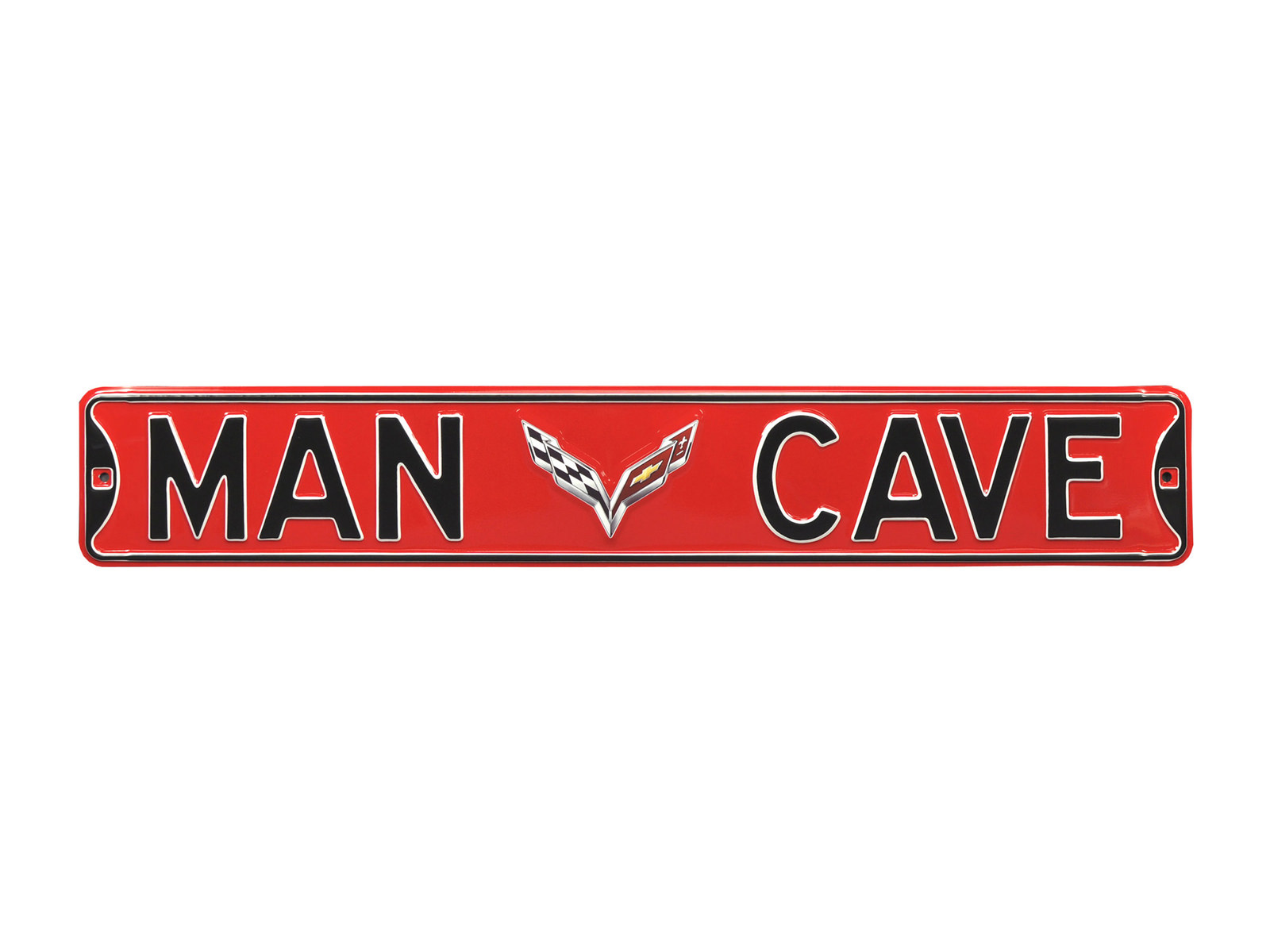 Corvette Red « Man Cave » Street Sign with C7 Logo