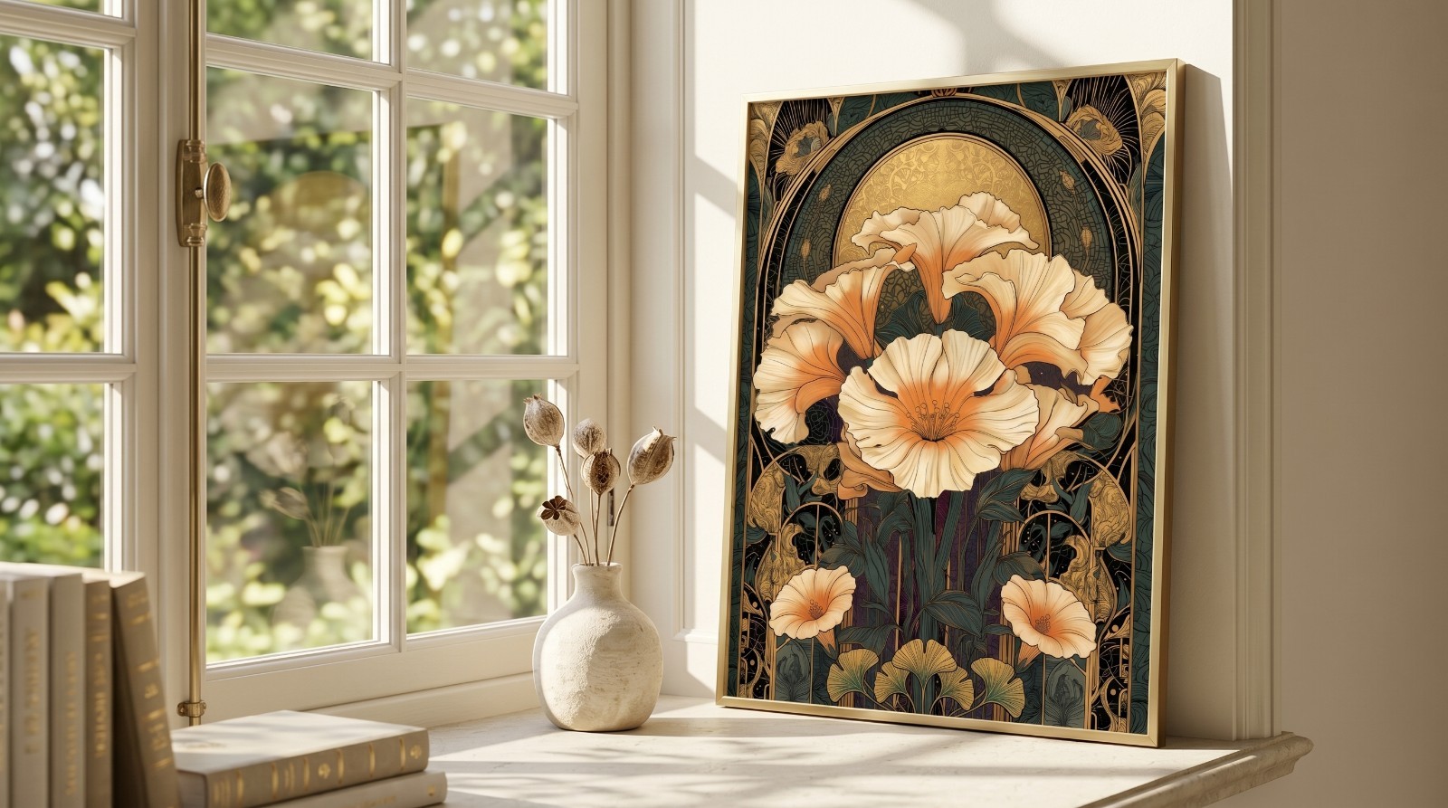 Dark Academia Floral Wall Art Retro Art Nouveau Botanical Poster Victorian Print