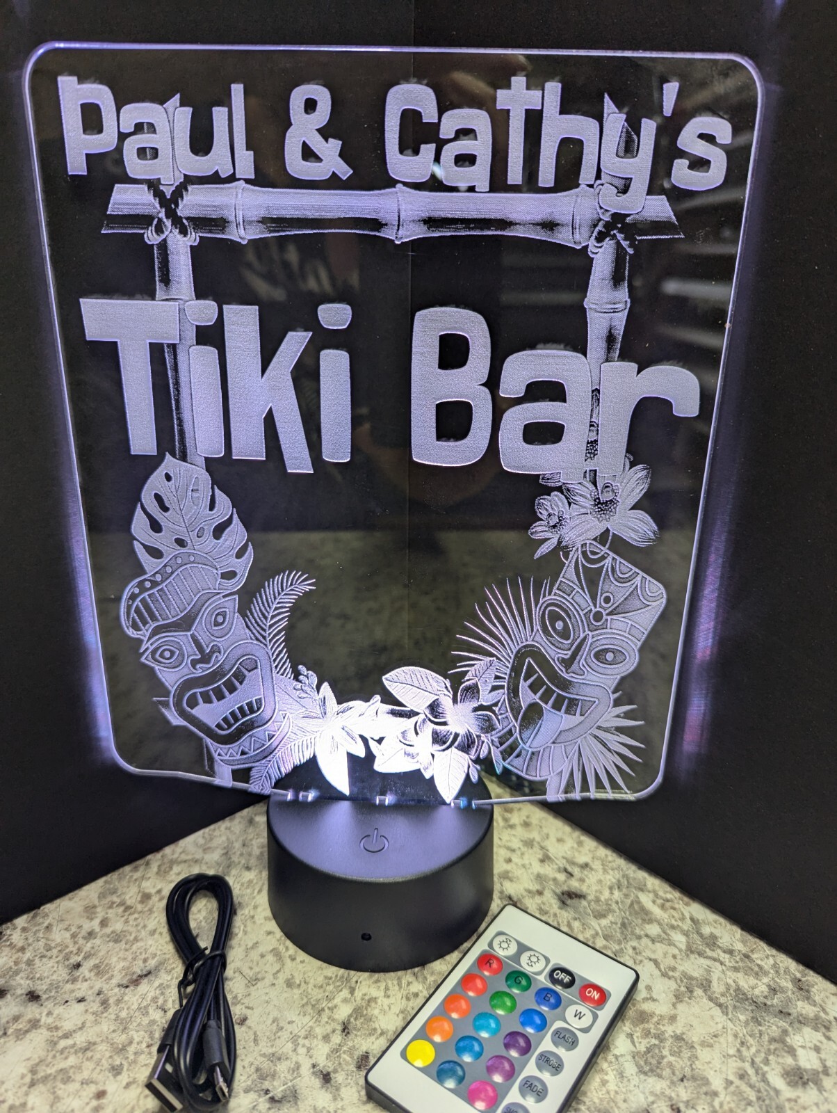 TIKI BAR Large Customizable L.E.D. Sign Display