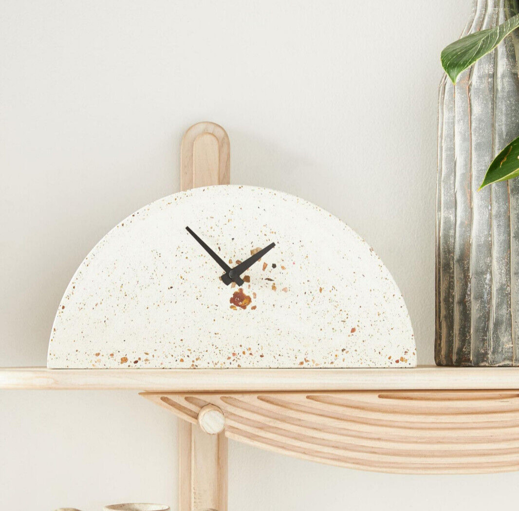 Anthropologie Terrazzo Mantel Mantle Clock White Dome Pretti Cool NEW in BOX