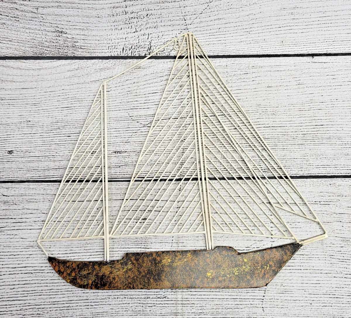 Large Metal Sail Boat Hanging Wall Art Beach Nautical Decor 15.5&Prime;