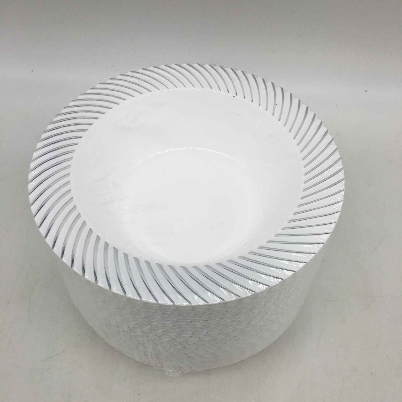 Party Joy White 50 Pieces Platinum Swirl Heavy Duty Tableware Plastic Bowl Set