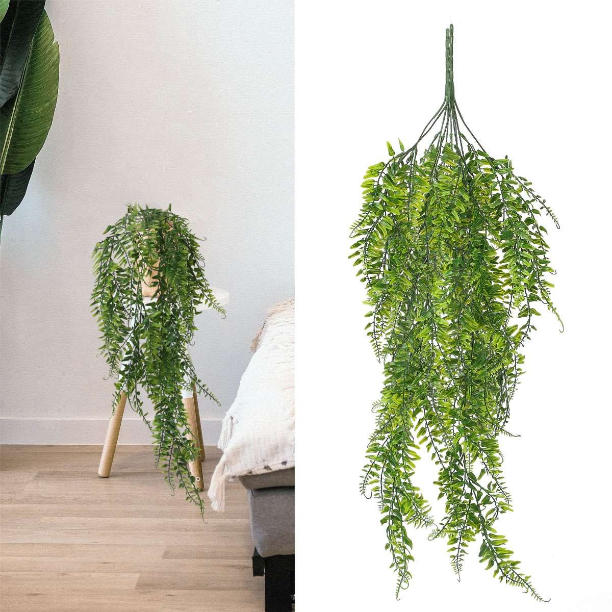 1/2/3 Pack Artificial Hanging Boston Fern Plants Fake Hanging Greenery Plant 32&Prime;