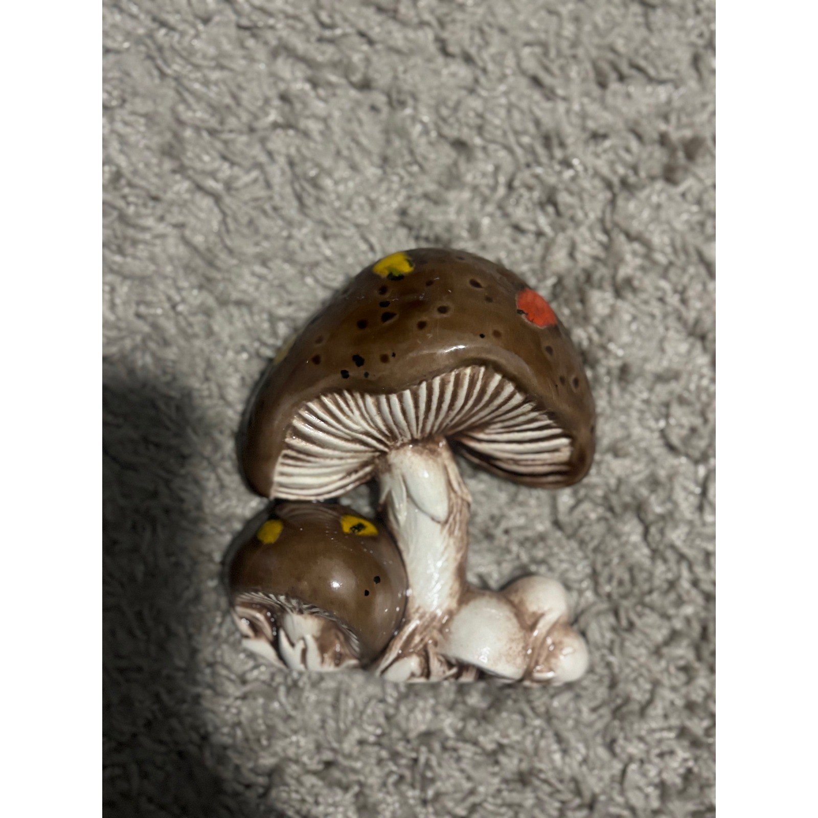 Ceramic Mushroom Figurine Woodland Gnome Fairy Garden Decor