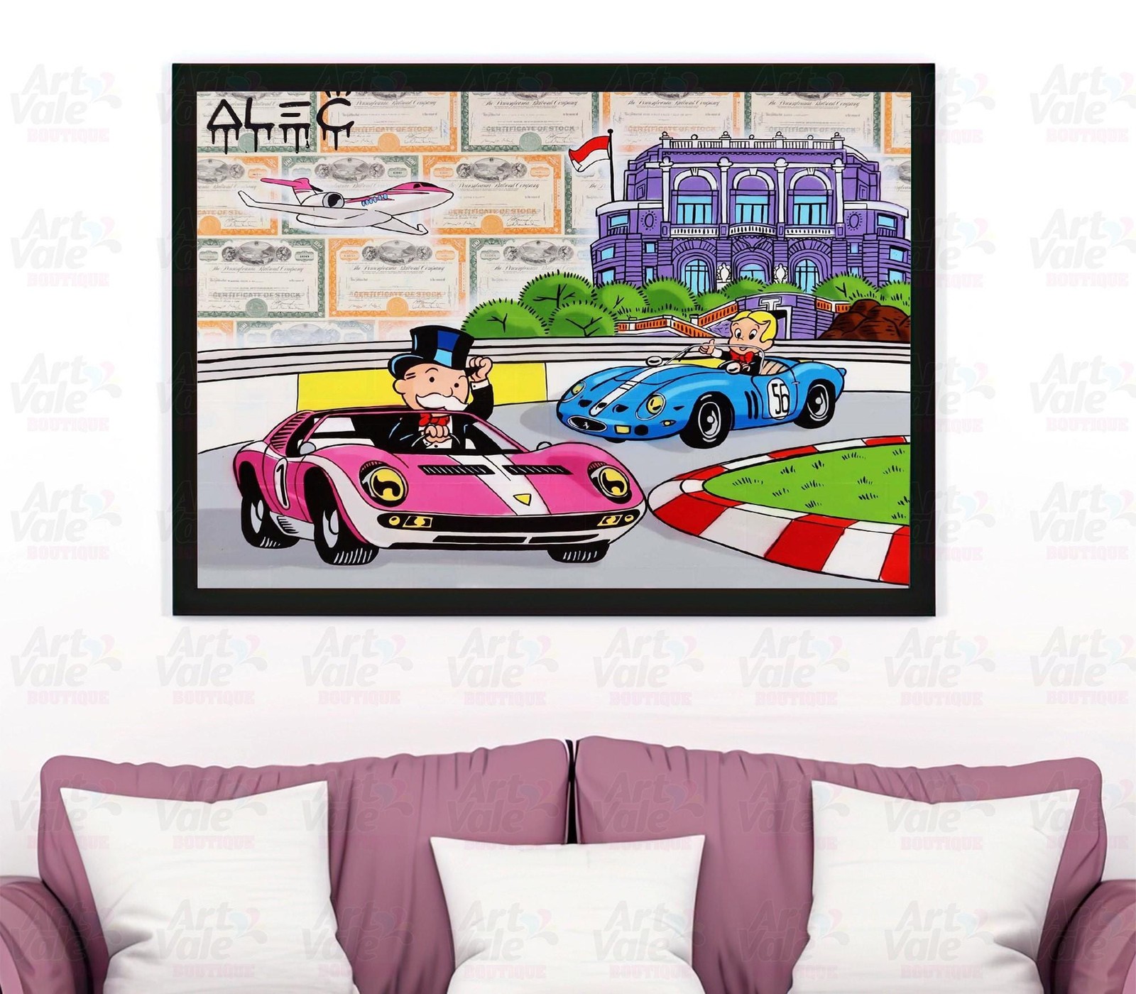 Alec Monopoly Monaco Racing Canvas Wrap Wall Decor PosterWall Art Print