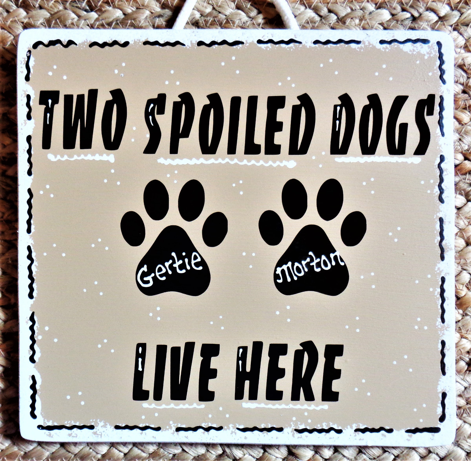 PERSONALIZE 2 Spoiled DOGS Name SIGN Kennel Pet Wall Plaque Groomer Wood Craft