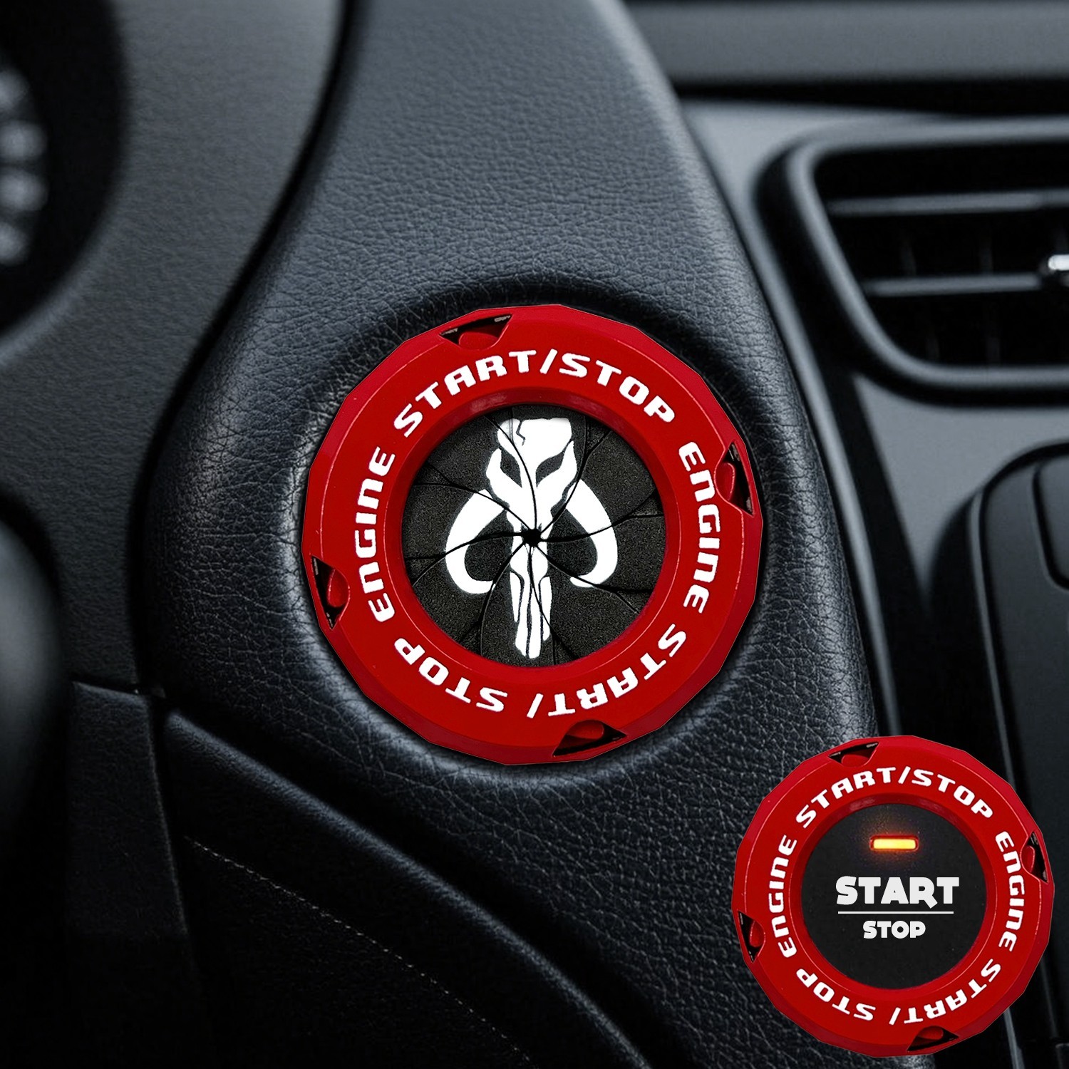 Rotary Car Push Engine Start Button Cover, Motorcycle Ignition Key Switch Cover