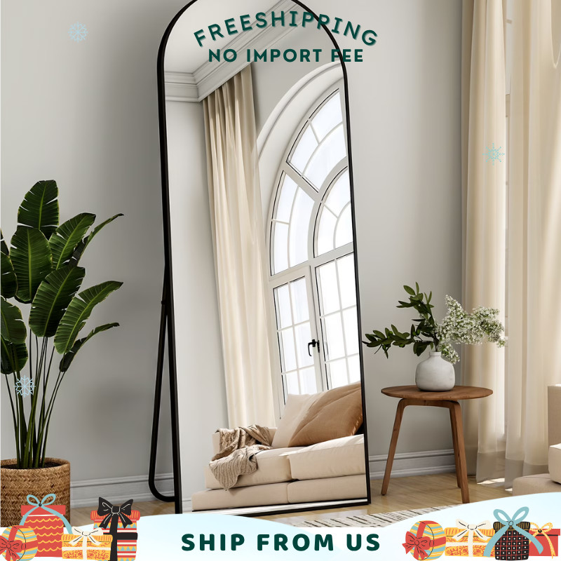 AUROMIR 21&Prime;x64&Prime; Arched Full Length Mirror Standing Floor Mirror, Black