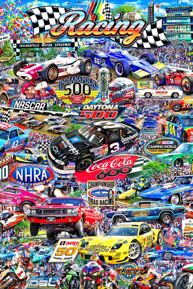 Poster Studio B – Racing Michael Fishel Sport Cars Race Collage 24×36&Prime; NEW P7034