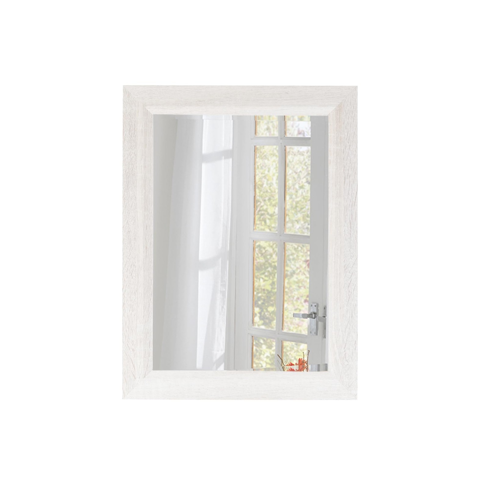 Small Rustic White Bathroom Mirror, 11.8×15.8inch Wooden Frame Rectangle Wall…