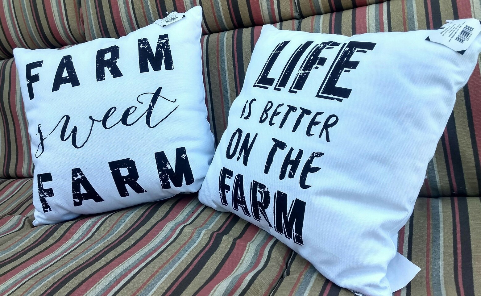 Farm Sweet Farm & Life is Better on The Farm 18x18in Pillows Lot of 2 New