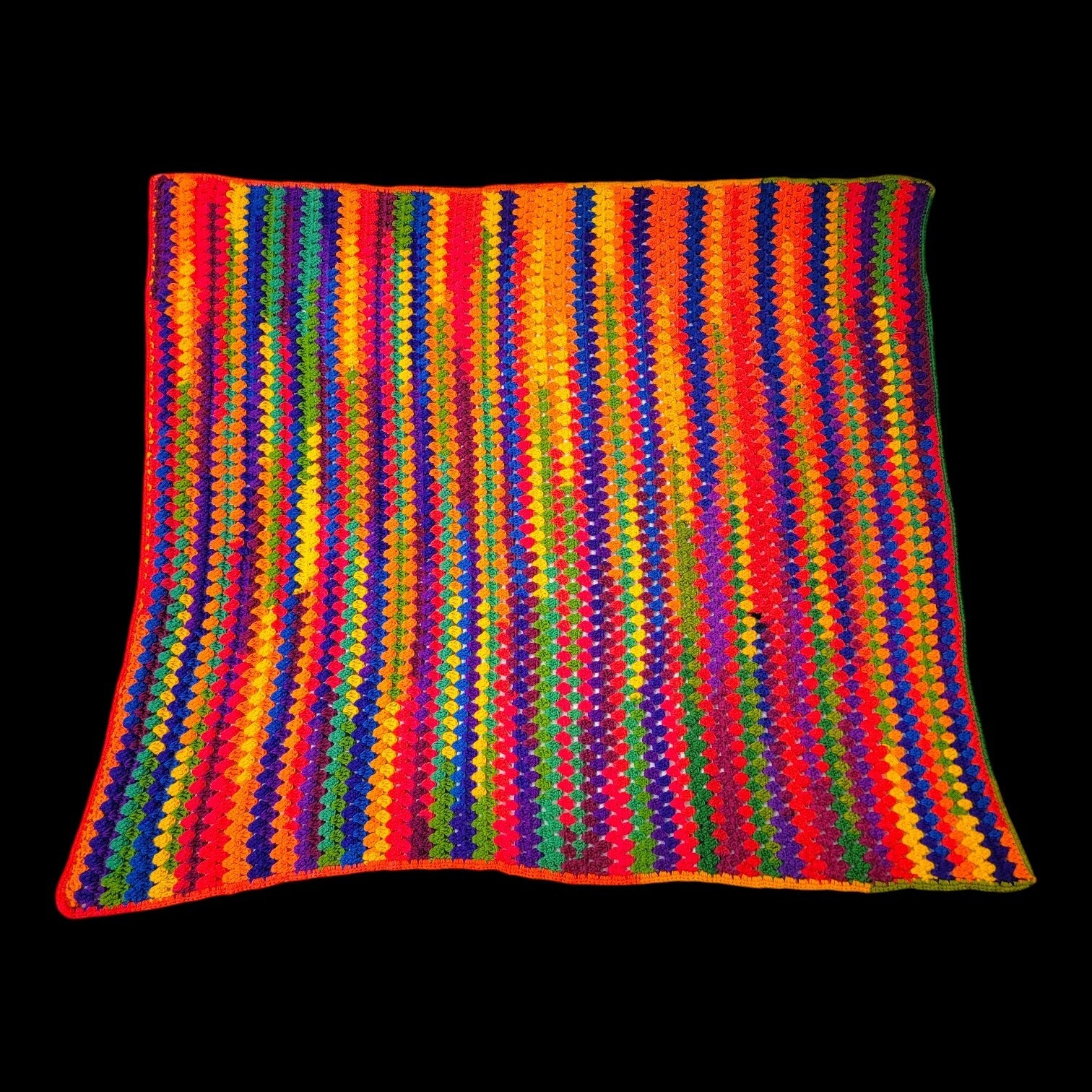 Handmade Rainbow Granny Stitch Crochet Throw Blanket Afghan 52×55 Bright Colors