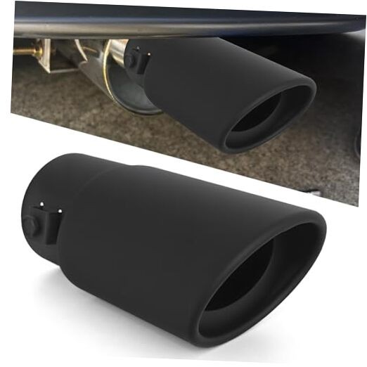 Stainless Steel Car Exhaust Tip, Bolt-On Resonated Muffler Slant Style 1 Black