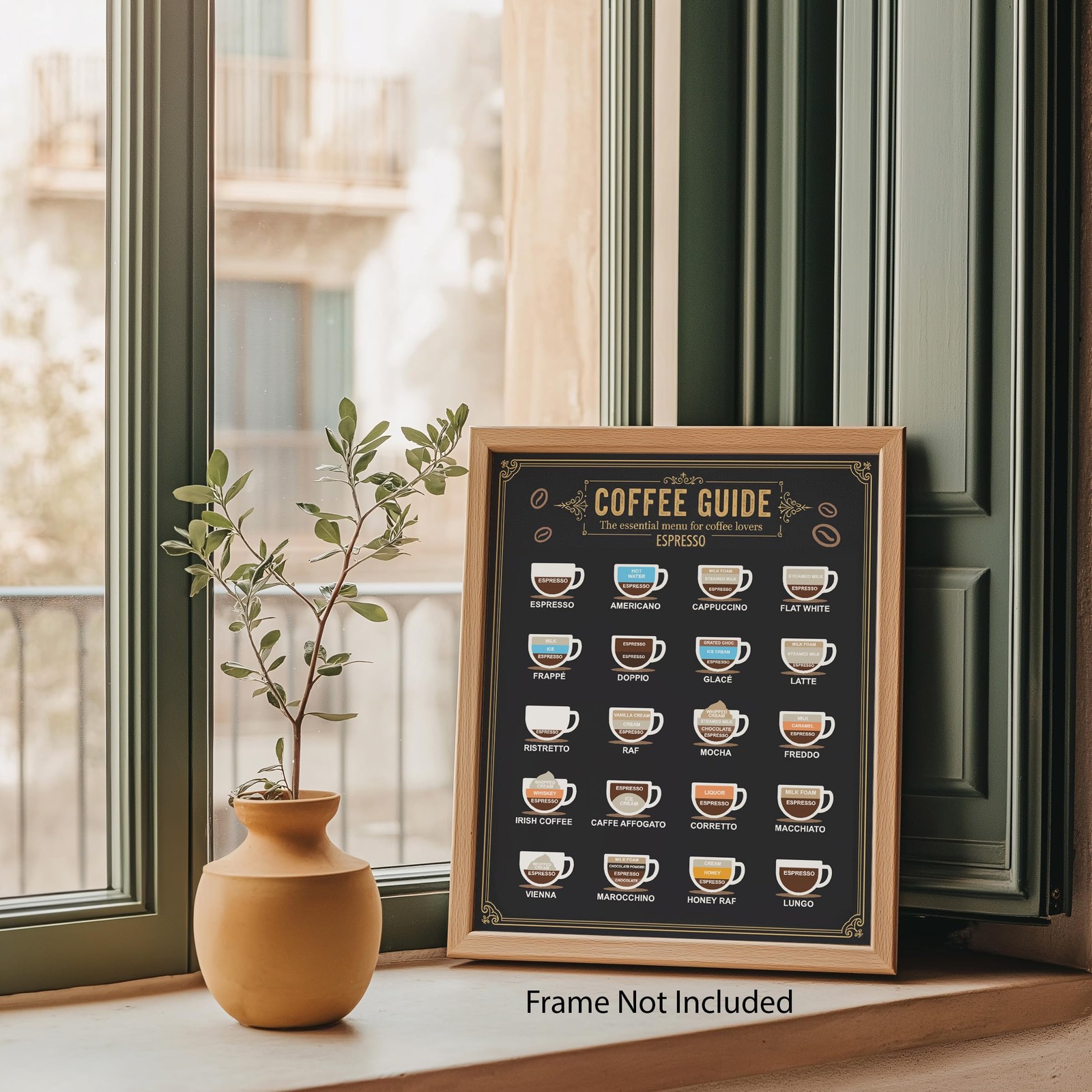 Kitchen Espresso Coffee Recipe Coffee Bar for Café 8×10 Print Wall Art Poster