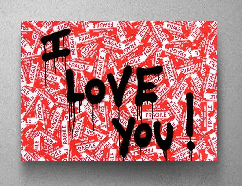 Famous Fragile  »I LOVE YOU » CANVAS Print Pop Art Wall Decor Modern Trendy Art