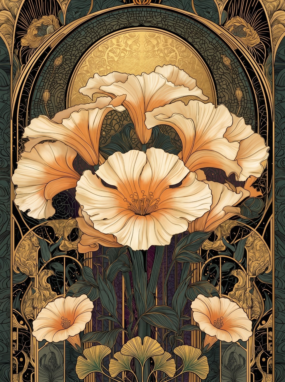 Dark Academia Floral Wall Art Retro Art Nouveau Botanical Poster Victorian Print