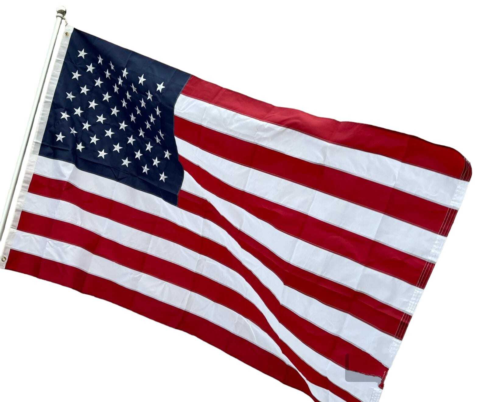 USA American Flag Embroidered Stars Sewn Stripes Brass Grommets