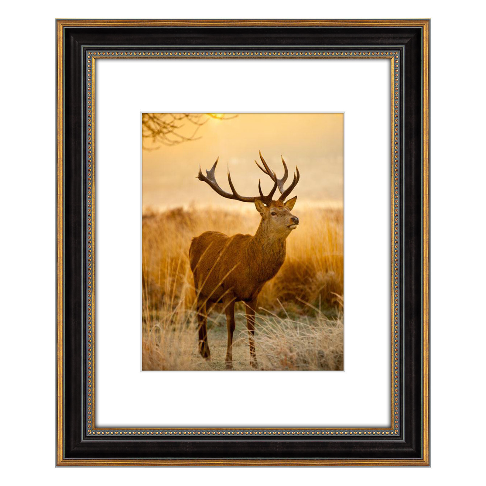 16×20 Picture Frame with White Color Mat for 11×14 Photo Ornate Gold Design
