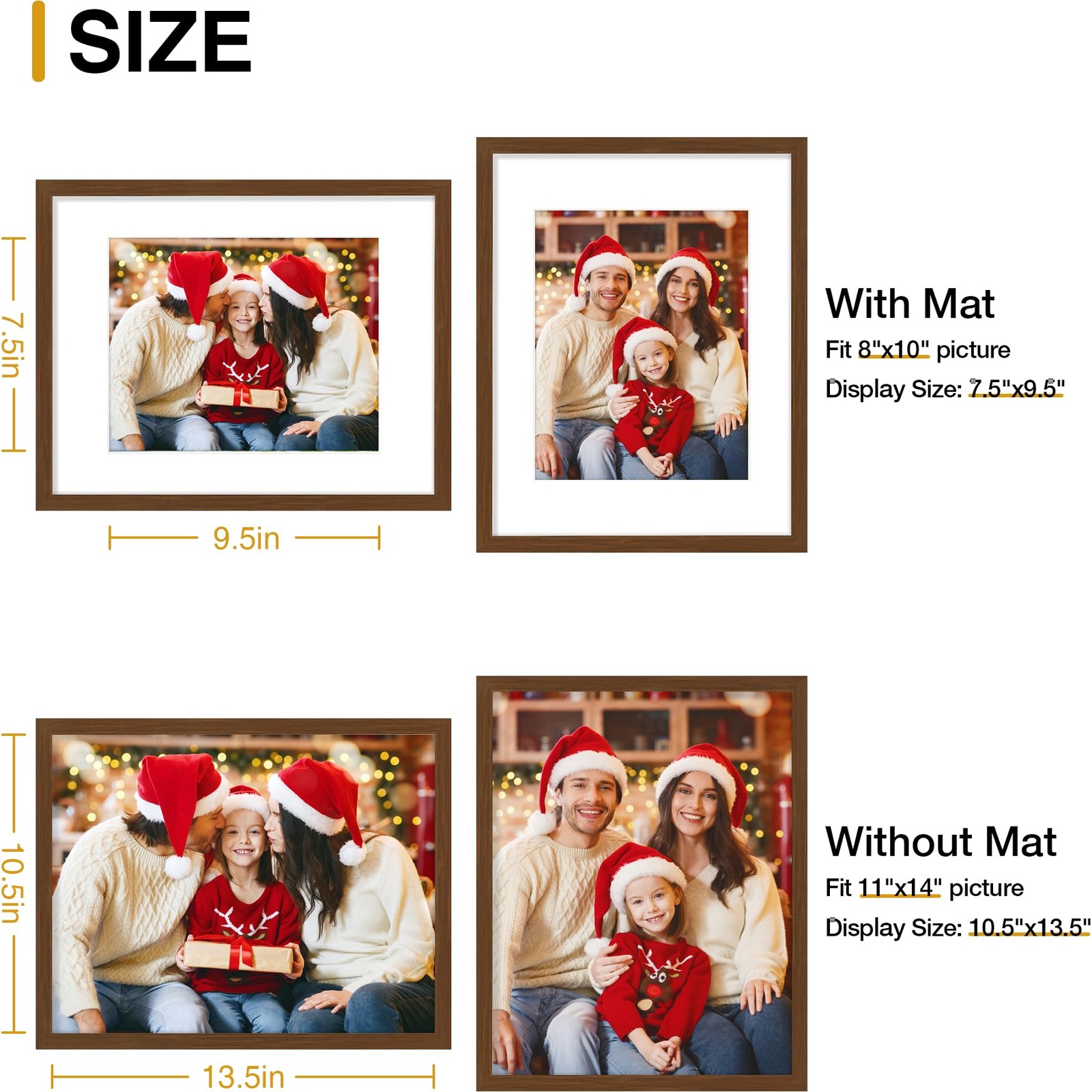 11×14 Picture Frame Set of 10, Display Photos 8×10 with Mat or 11×14 Unmatted…