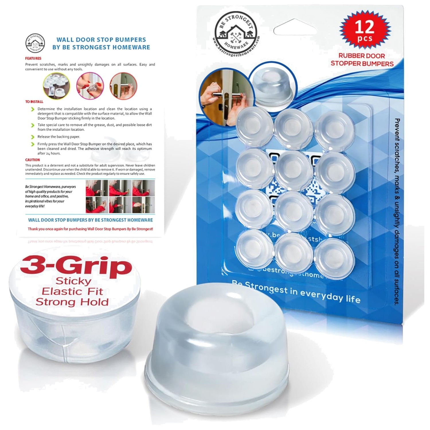 Small Clear Door Stoppers – Silicone Bumpers for Walls