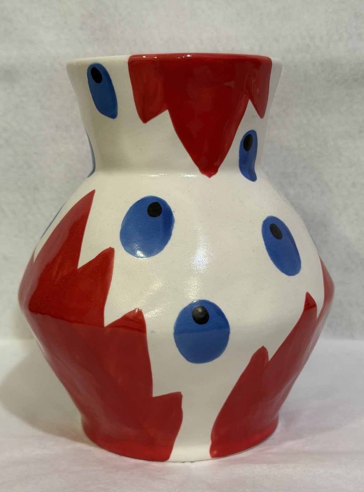 Anthropologie Julie Moon Bold Blooms Vase Red White Blue Black