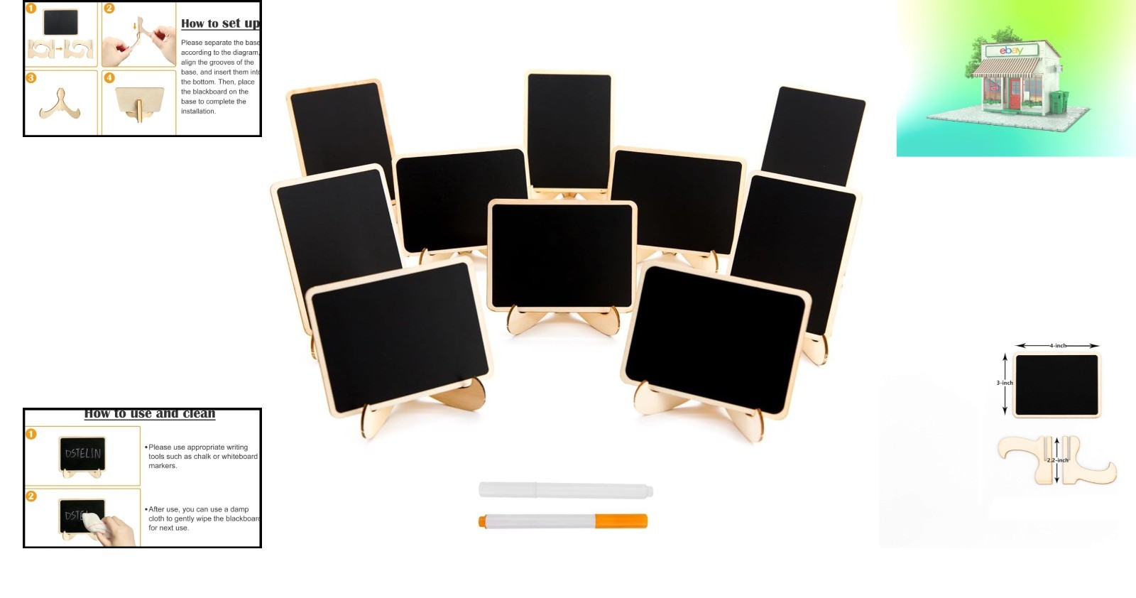 Versatile 10 Pack Mini Chalkboard Easel Signs – For Weddings & Table Labels
