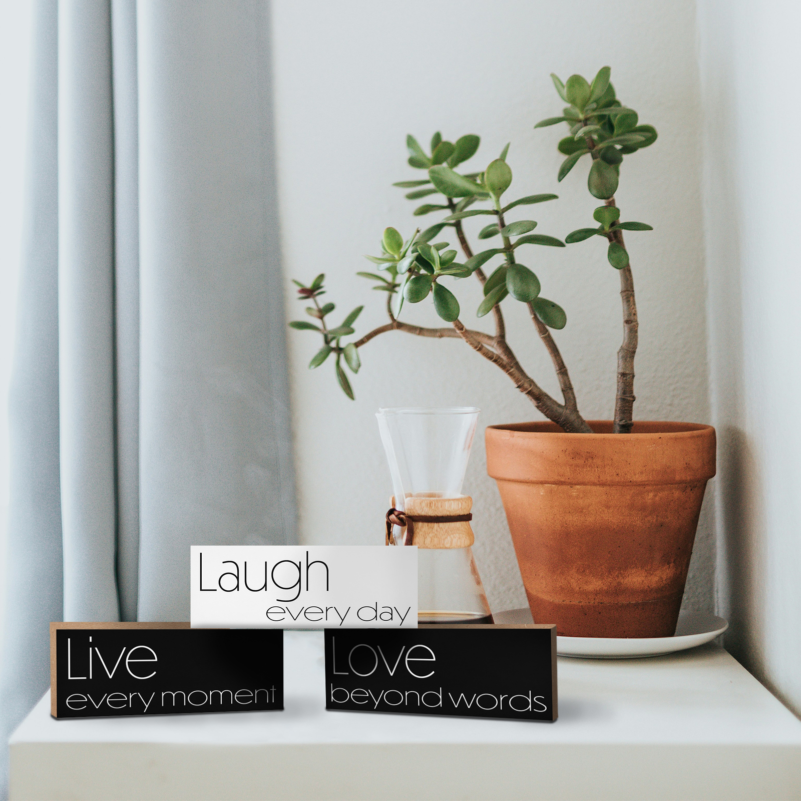 JennyGems Live Laugh Love Tiered Tray Decor, Set of 3 Mini Wood Blocks