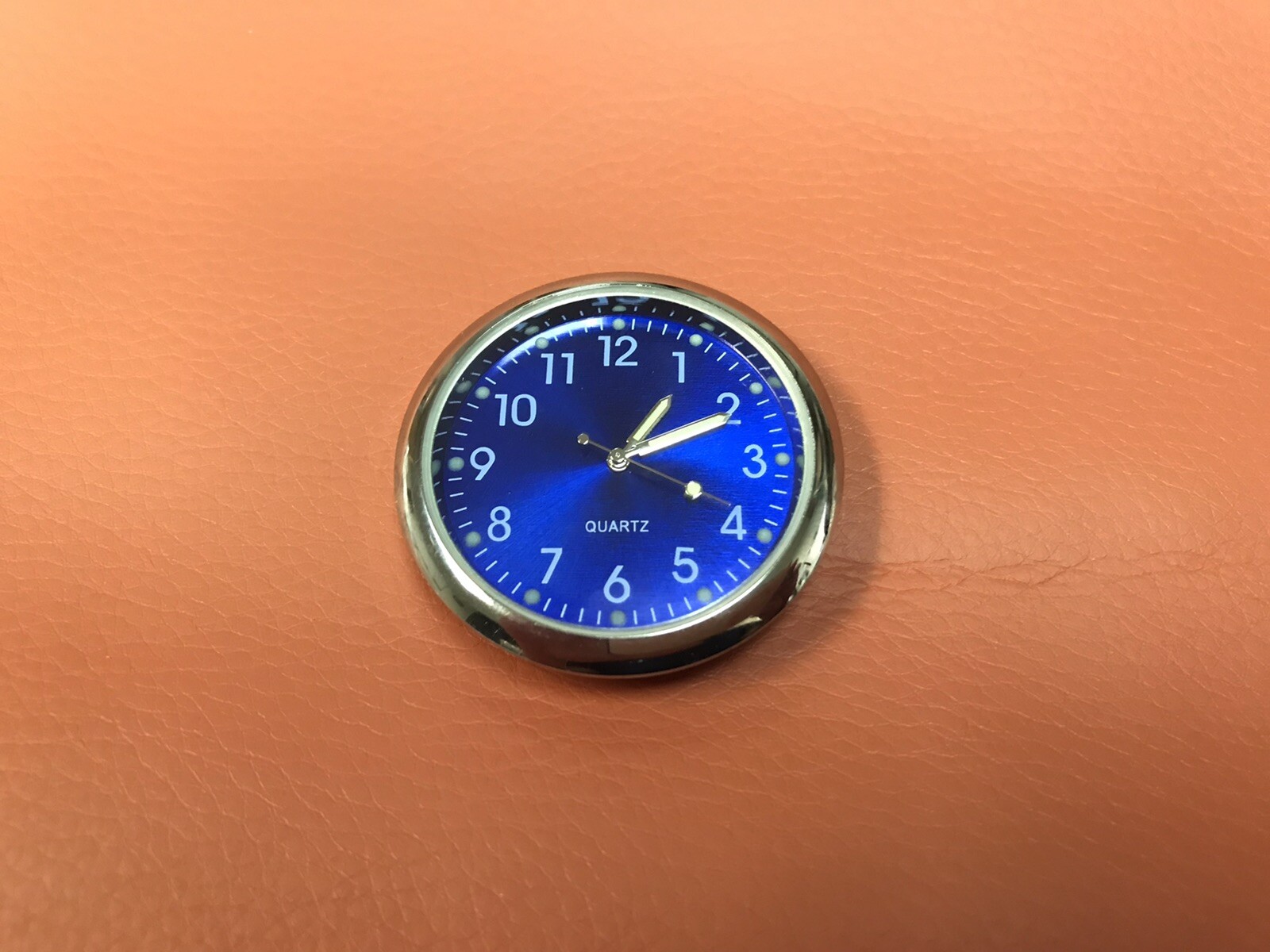 Mini Blue Dial Car Clock, Stick-On Quartz Clocks Fit For Dashboard/ Home/ Boat