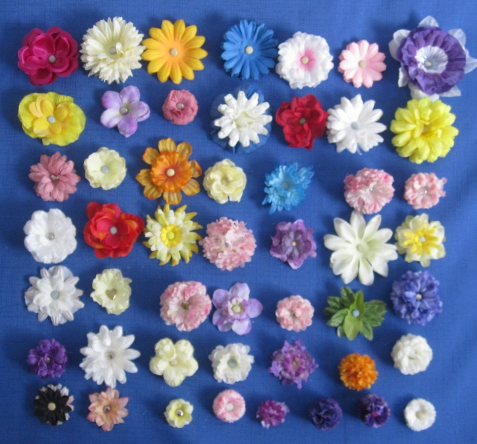 #5 Lot-50 Small/Medium Layers Used Silk Flower Petals 1-3&Prime; Brads Multiple Colors