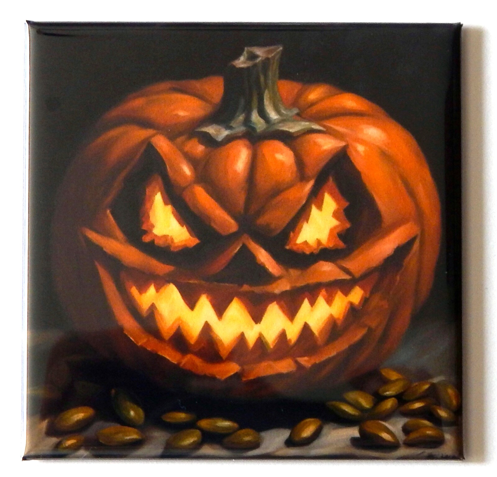 Scary Pumpkin FRIDGE MAGNET halloween jack o lantern « style D »