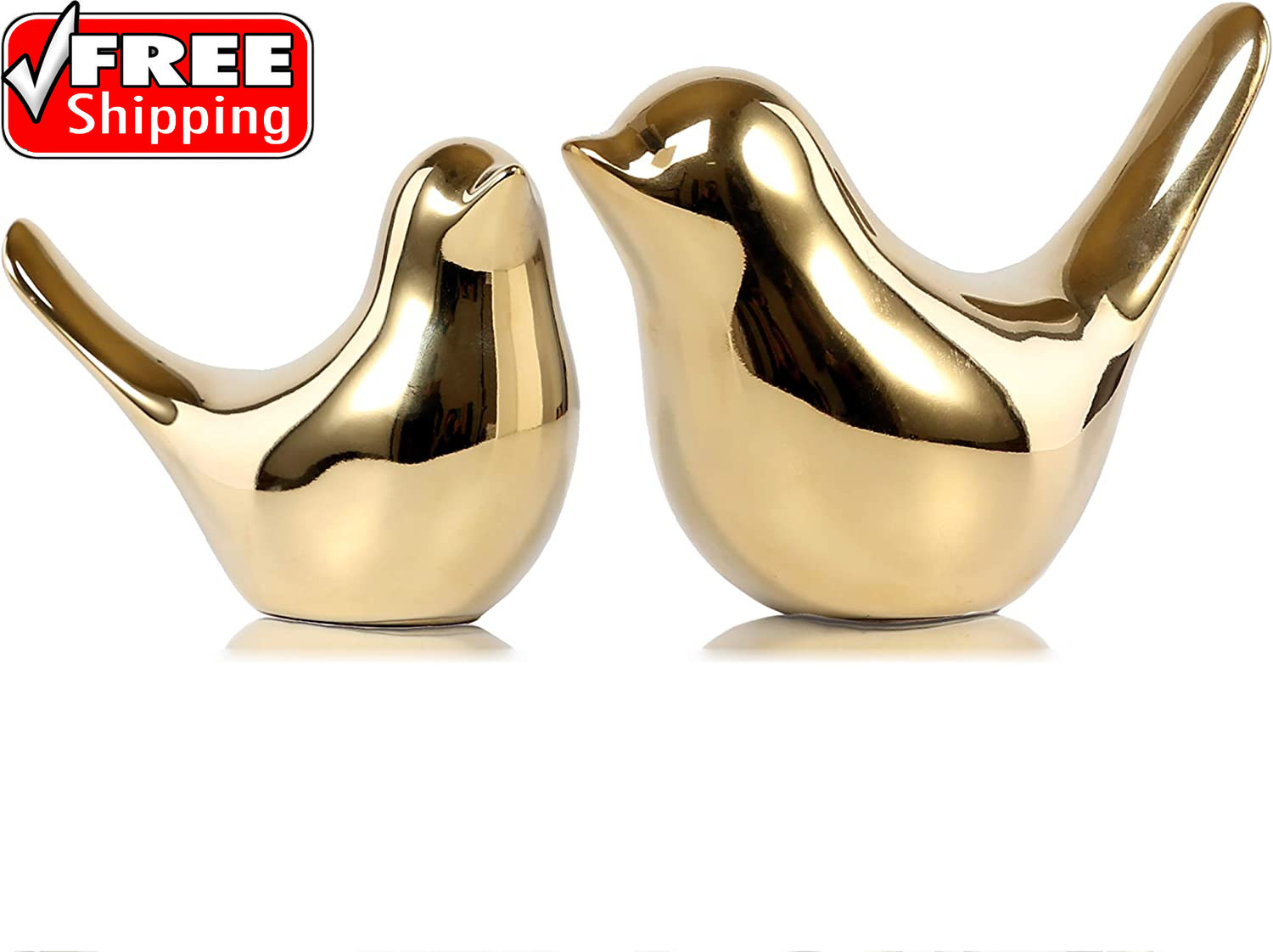 Small Birds Statues Gold Home Decor Modern Style Figurine Decorative Ornaments f