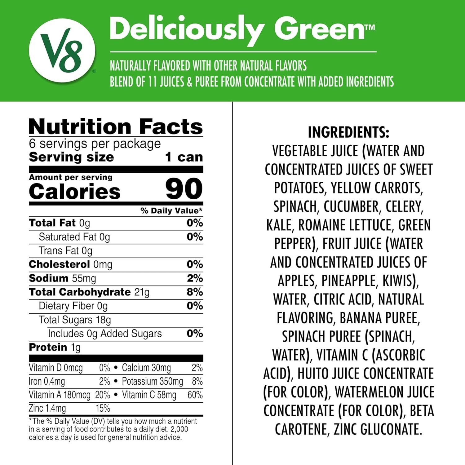Green Fruit & Vegetable Juice, 8 fl oz Cans x24#