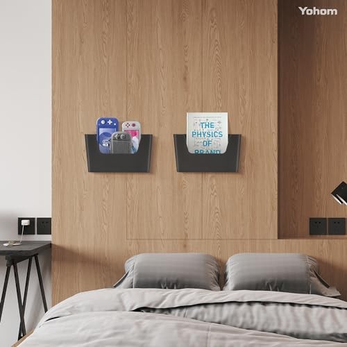 Adhesive File Holder Plastic Document Folder Door No Drilling 2 PCS Black