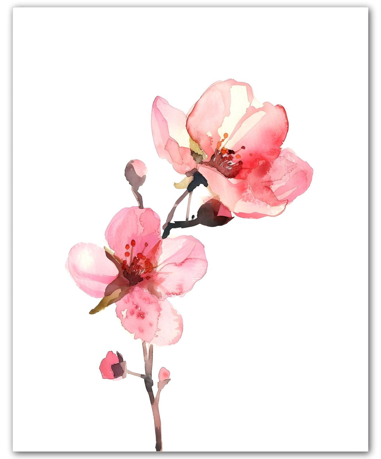 Botanical Peach Pink Blossom Branch Blossom 8×10 Floral Print Wall Art Poster