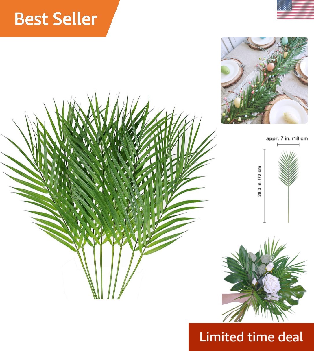 Set of 8 Lifelike Tropical Areca Palm Leaves for Elegant Floral Arrangements