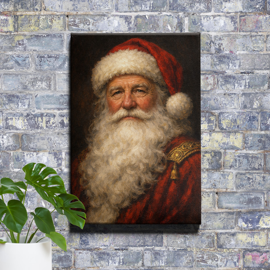 Victorian Santa Claus Portrait Christmas Art Framed Canvas Print