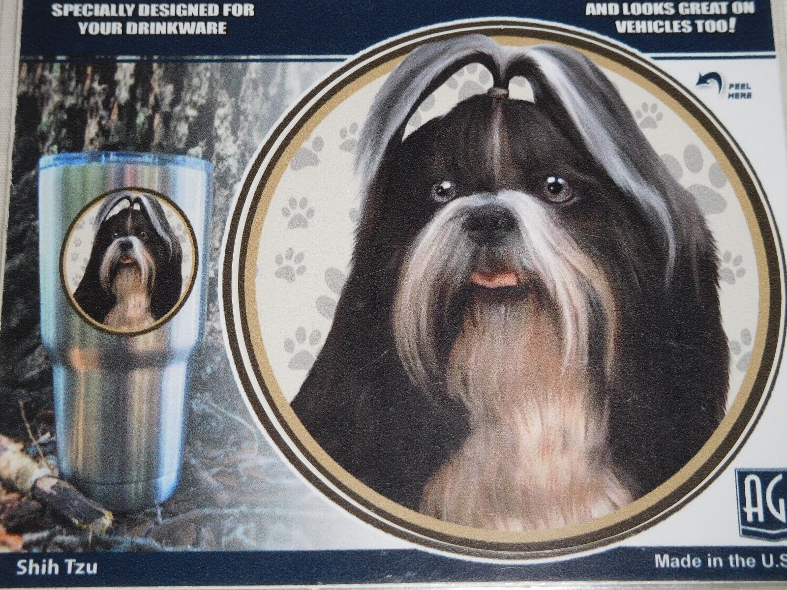AGI TUMBLER DECAL SHIH TZU DOG 3&Prime; FOR VEHICLES TOO YETI NEW