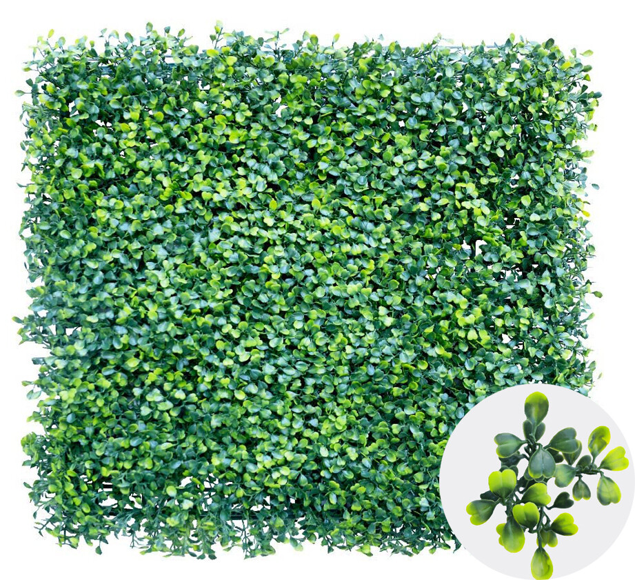 20&Prime;x20&Prime; Artificial Boxwood Hedge Panel Double Color Lvy Leaf Fence Indoor Decor