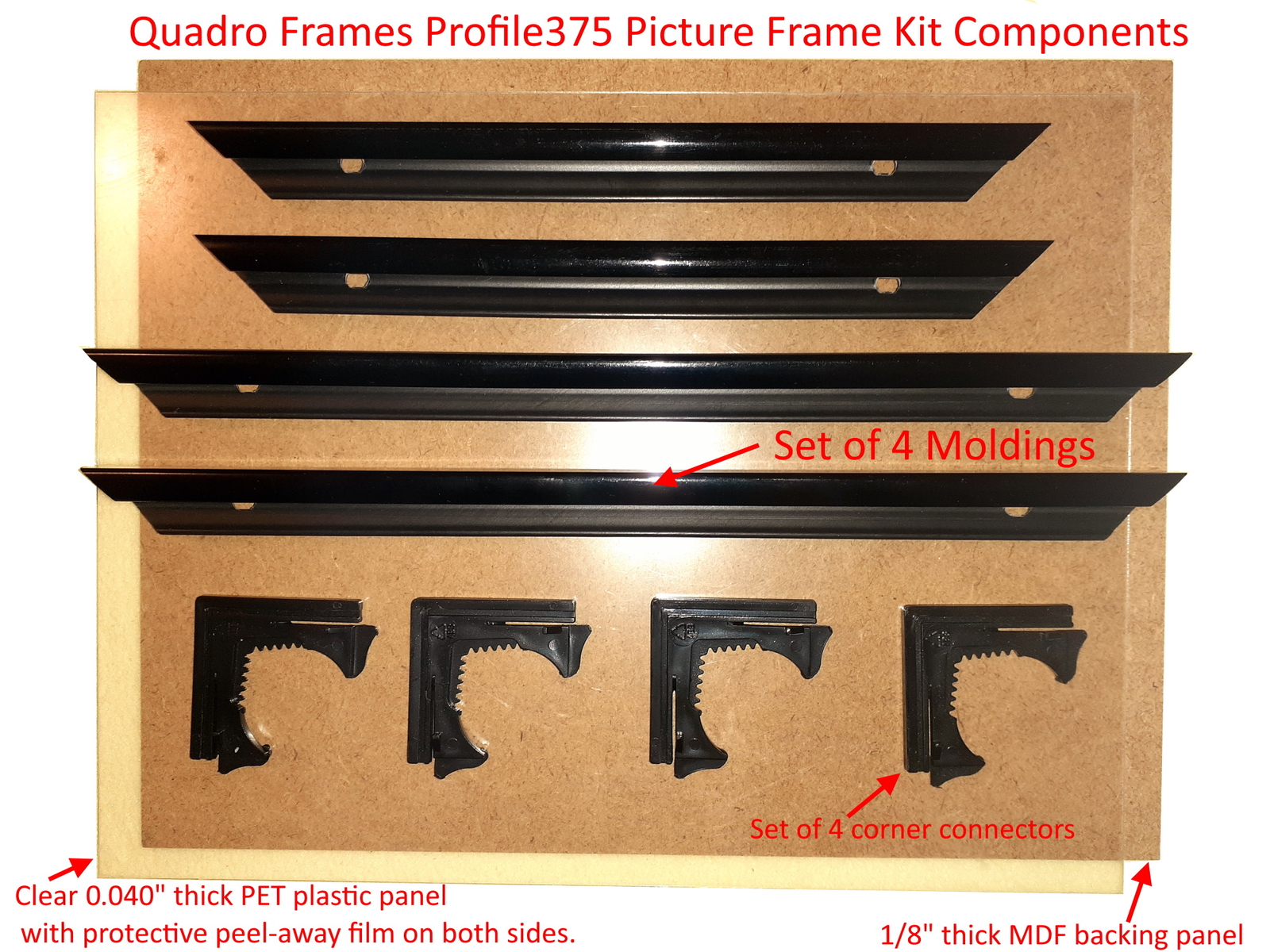 Quadro Frames 9×12 inch Picture Frame KIT, Style P375-3/8 inch Wide Molding