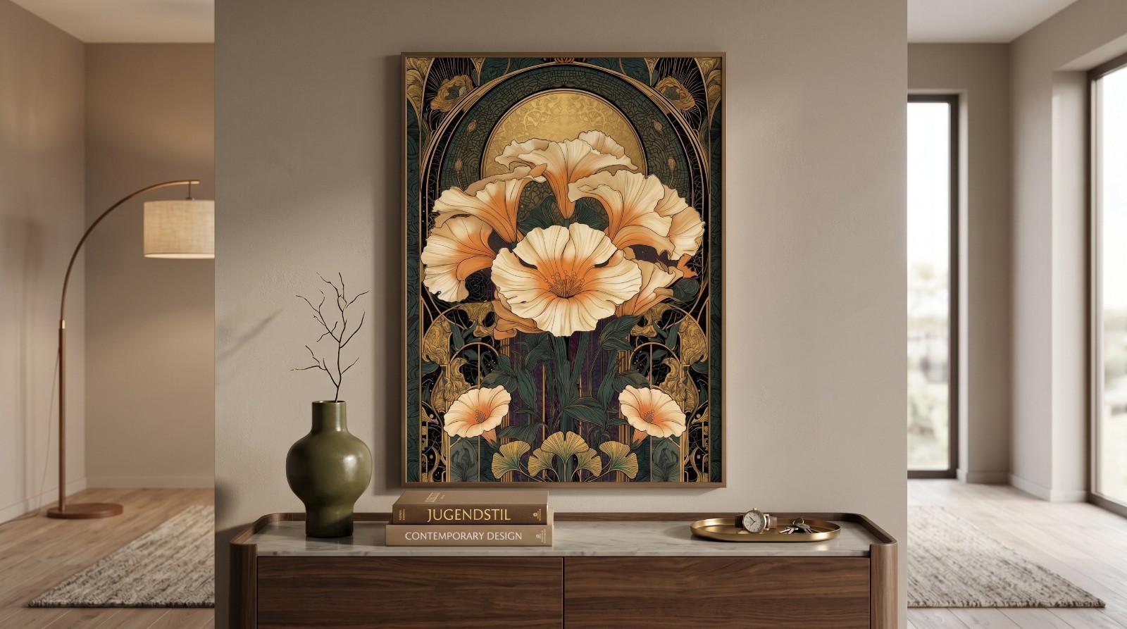 Dark Academia Floral Wall Art Retro Art Nouveau Botanical Poster Victorian Print