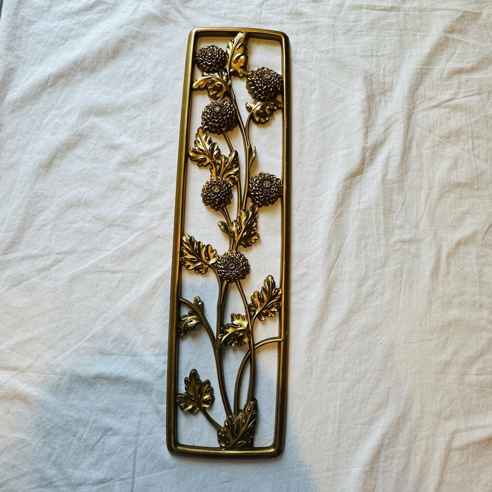 4 Vtg Panels Syrco Four Seasons Gold Wall Plaques Art Hangings Floral MCM 1954