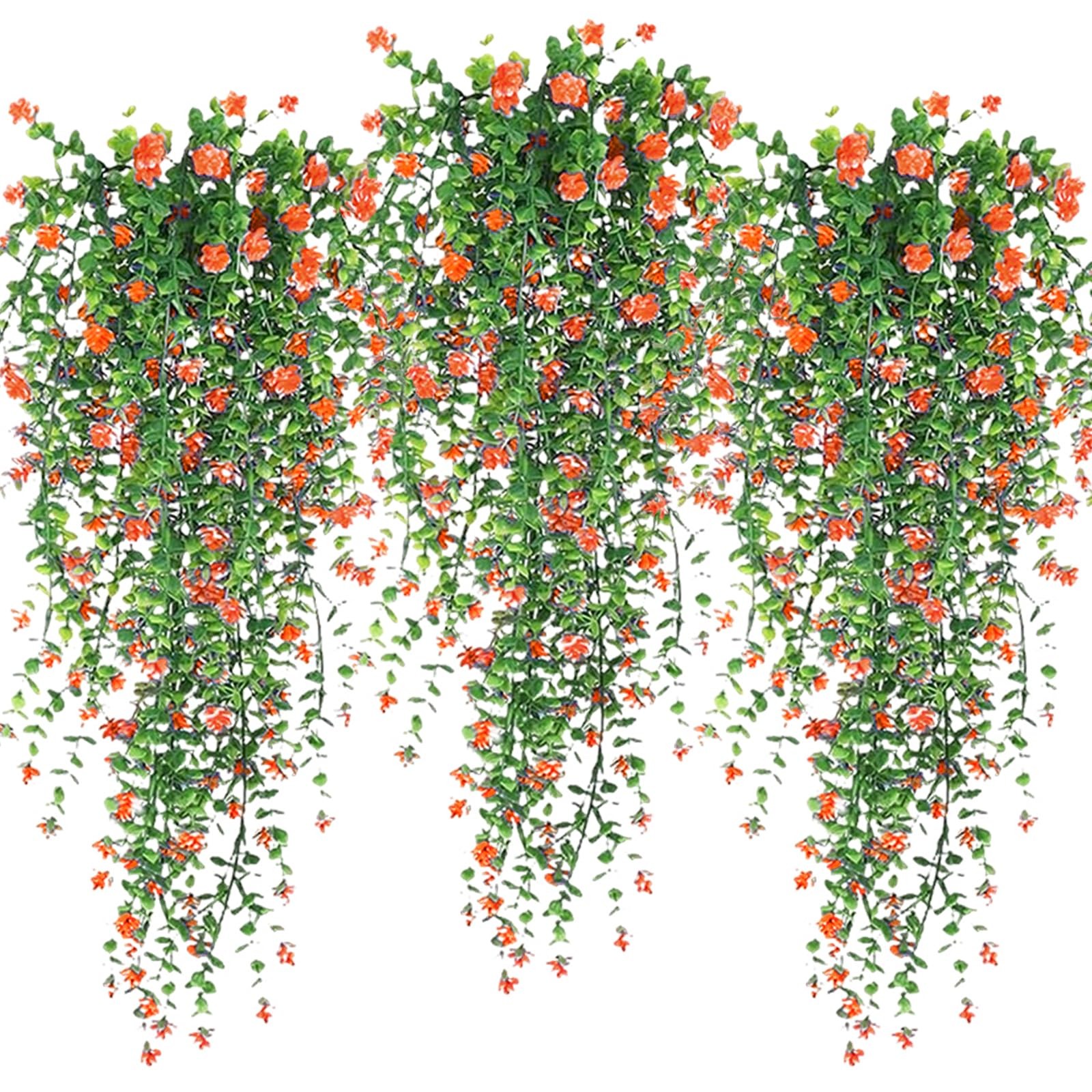 Artificial Hanging Flowers, 3 Pcs Fake Hanging Plants Decor, Artificial Vines…