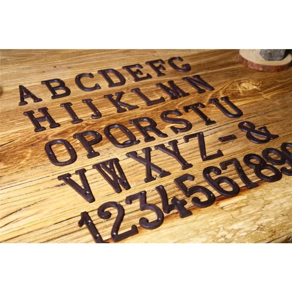 Cast Wrought Iron Black Antique Xmas House Door Alphabet Letters and Numbers US