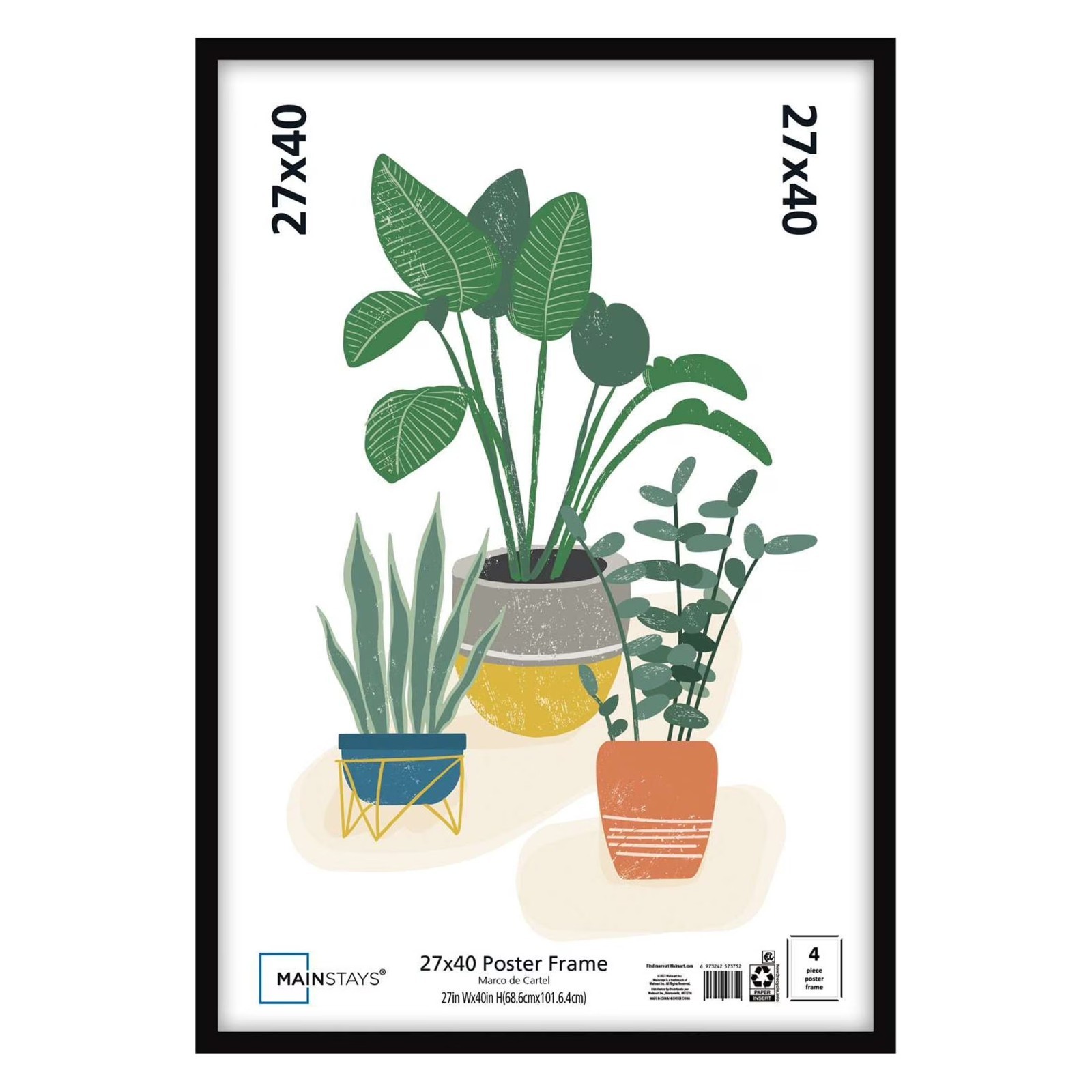 Mainstays 27×40 Picture Frame , Black Flat Profile Wall Photo Frame.