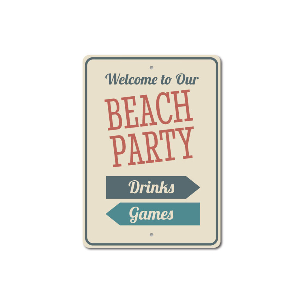 Beach Party Decor, Beach Party Sign, Beach Arrow Aluminum Sign