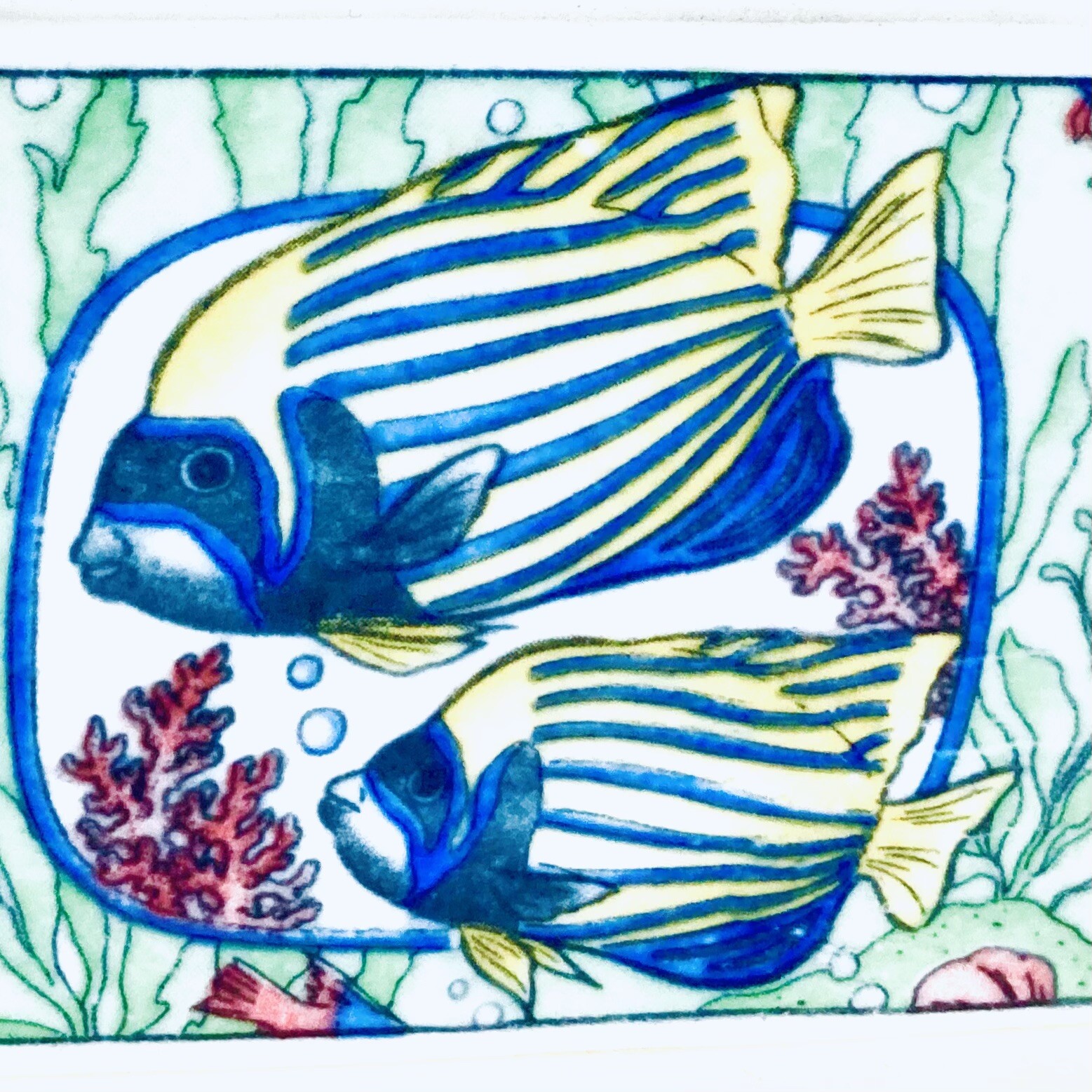 Tropical Fish Desk Office 6&Prime; Pen Mail Organizer Nautical Island Beach Home 90s