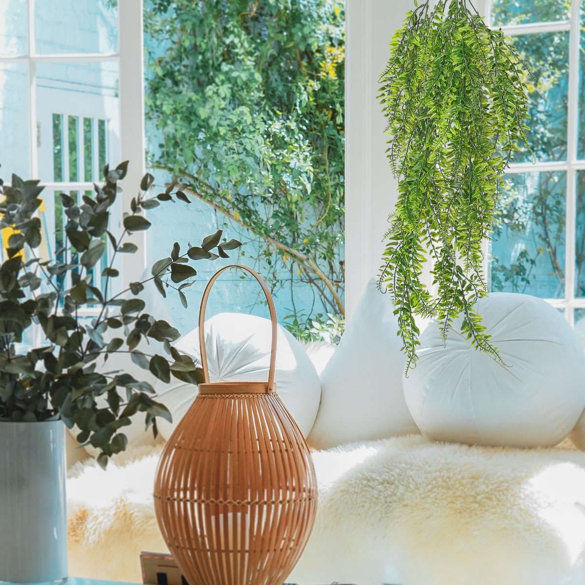 1/2/3 Pack Artificial Hanging Boston Fern Plants Fake Hanging Greenery Plant 32&Prime;