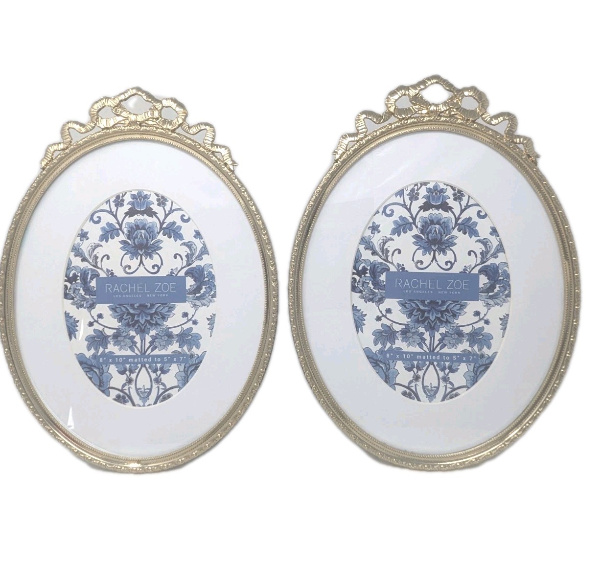 2 Rachel Zoe Gold Tone Photo Picture Frame 8×10 Ornate Baroque Style Fancy Oval